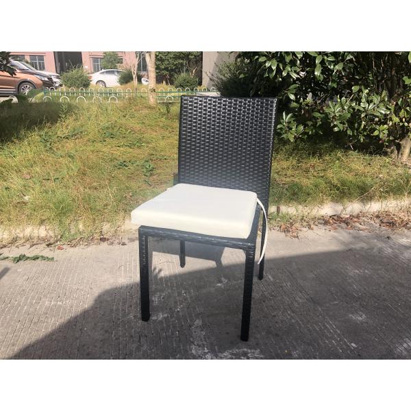 Stackable Chair Outdoor Rattan Dining Set KD Tabke With Black Glass