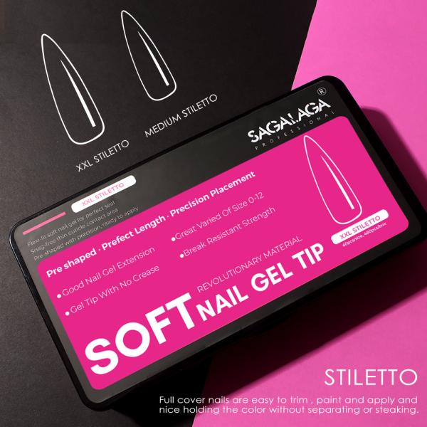 Salon-Approved Pink and Black Nail Tip Boxes with XXL Stiletto Press on Tips MSDS Certified