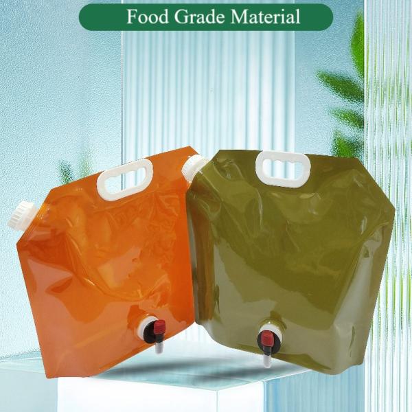 8L Reusable Plastic Water Pouch Outdoor Camping Hiking Portable Water Bags Drinking Flat Bottom Folding Water Bag with Spout