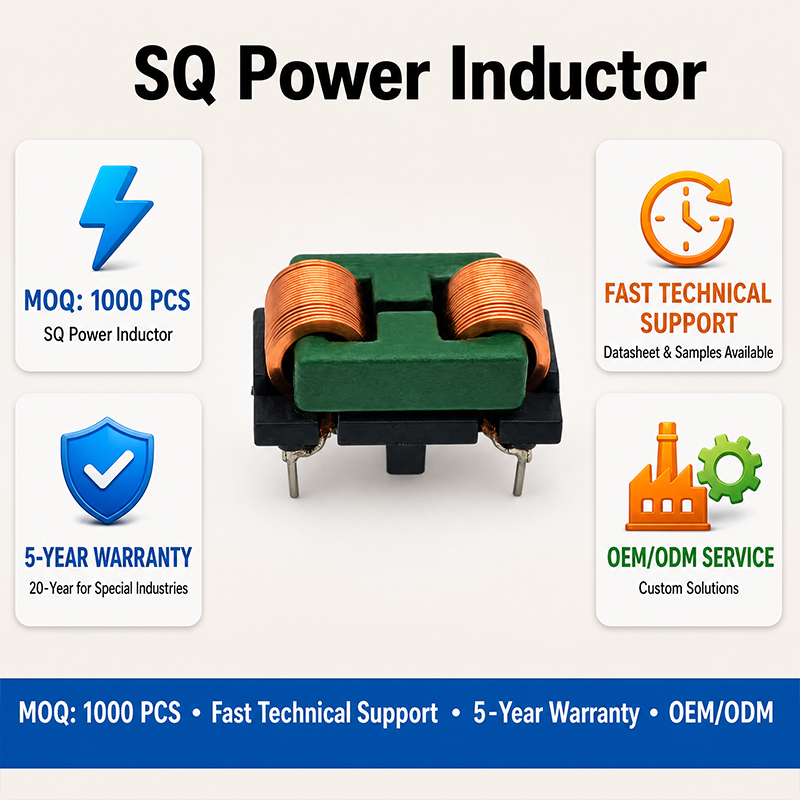 Low Loss Ferrite SQ Common Mode Inductor for Reliable Signal Noise Filtering