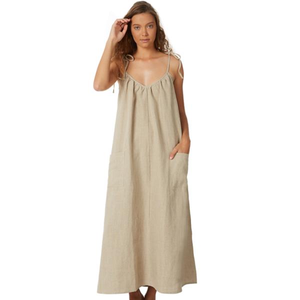 Платье Линен старой моды женщин 100% макси