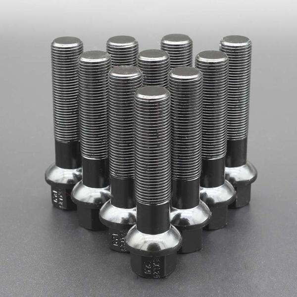 55mm R14 Ball Seat Extended Wheel Bolt Black Coating For Latest Mercedes