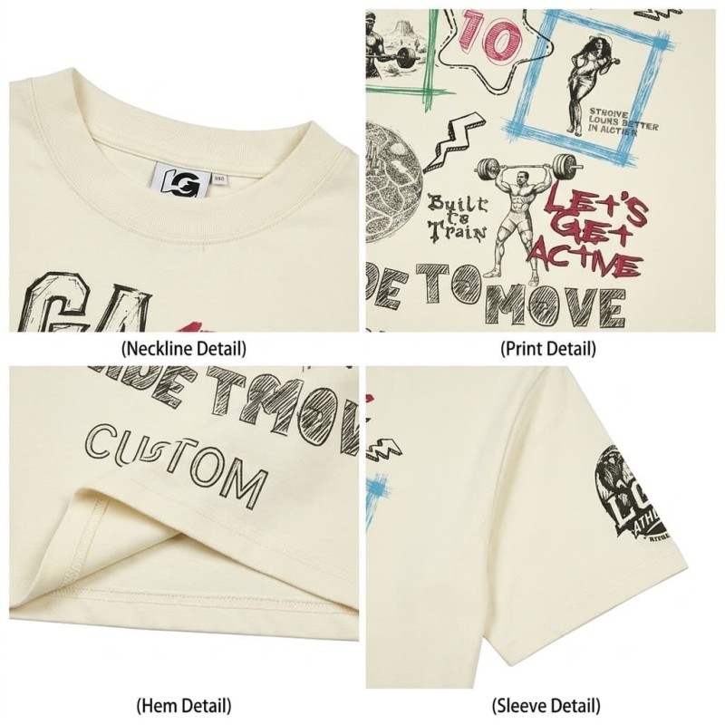 Custom DTG Print Boxy Vintage Gym Overisized T Shirt for Men