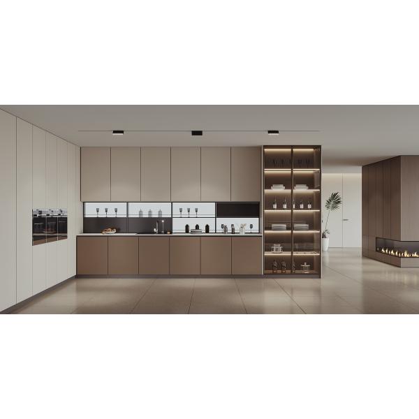 El armario de la cocina de PVC sin mango de acero con isla grande para el restaurante