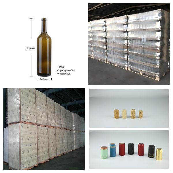 1000ml Classic Bordeaux Empty Wine Glass Bottle Cork Top For Sharing Wine 680g 1835K