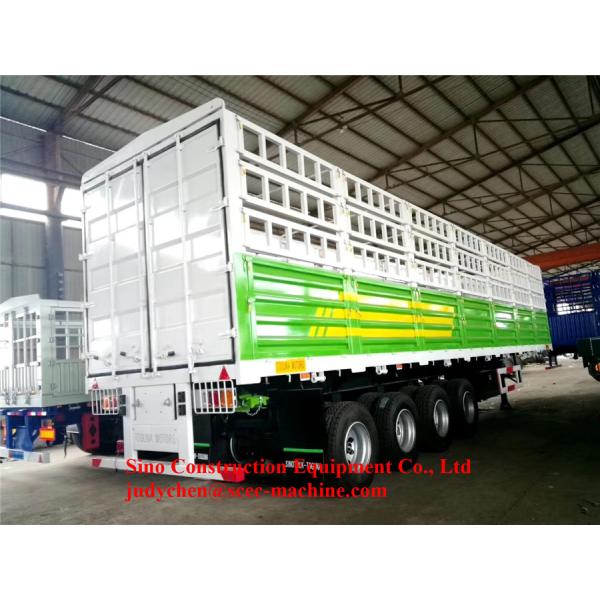 Blue Heavy Duty 4 Axle Semi Trailer 65 Ton Fence Type Semi Cargo Trailer