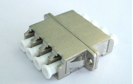 Fiber Optic adapter LC Quad adapter with metal housing with long flange two pieces