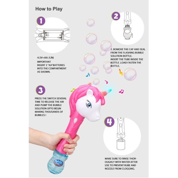 Машина пузыря единорога батарей Kingda 3 AA, палочка единорога пузыря ASTM