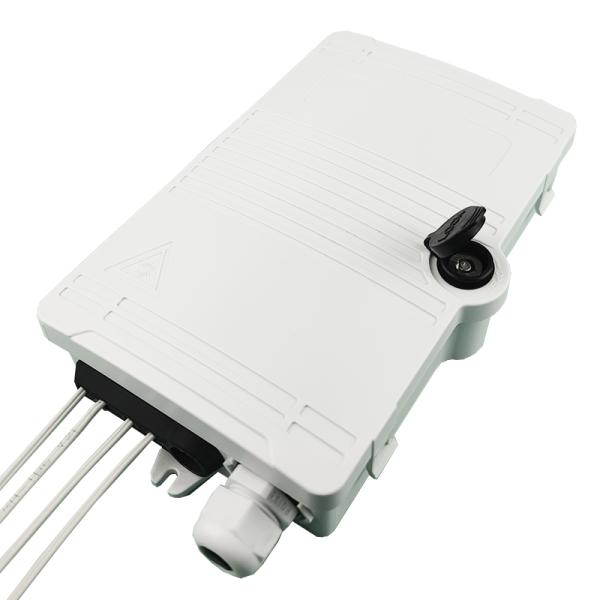 Caixa de terminação de fibra óptica de 4 núcleos FTTH IP65 exterior com conector de parede montado em cinza