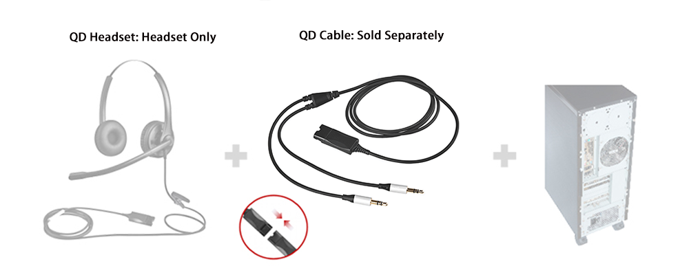 BNQD Headset Quick Disconnect QD Cable to Dual 3.5mm Plugs Adapter, Wired Headset Cord for PC