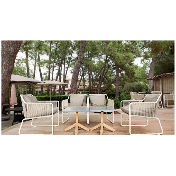 European Design Style Outdoor Furniture Set with Metal Frame and Rope Weave