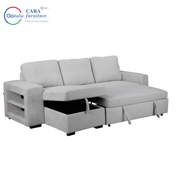 Modern Design Living Room Corner Sofa Bed With Storage For Customizable Color Fabrics