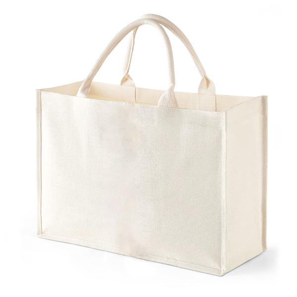 Bag Square Shape Laminated Waterproof Canvas Cotton Shopping Tote Beach Bag for Promotion
