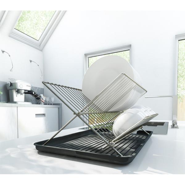Folding X Shape Kitchen Dish Rack , 20.5cm Height Stainless Dish Rack