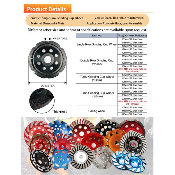 Абразивный диск бетона 5 для каменный молоть, определяет колесо чашки строки, влажный молоть