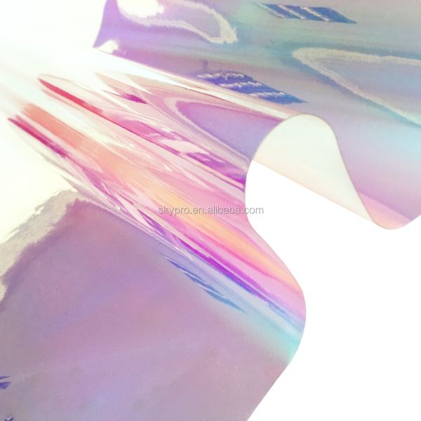 Transparent Rainbow Dichroic Iridescent PVC Film Plastic Sheet for Custom Size Raincoat and Decoration