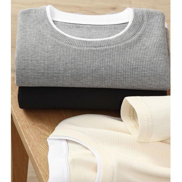 6xl 5xl 3xl Crewneck Sweatshirt Oversized Casual Style Men'S Waffle Knit Thermal Fleece T-Shirt