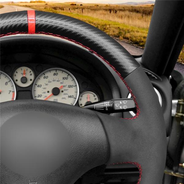 Hand Stitched Micro Fiber Carbon Suede Steering Wheel Cover for Mazda Protege5 2002-2003