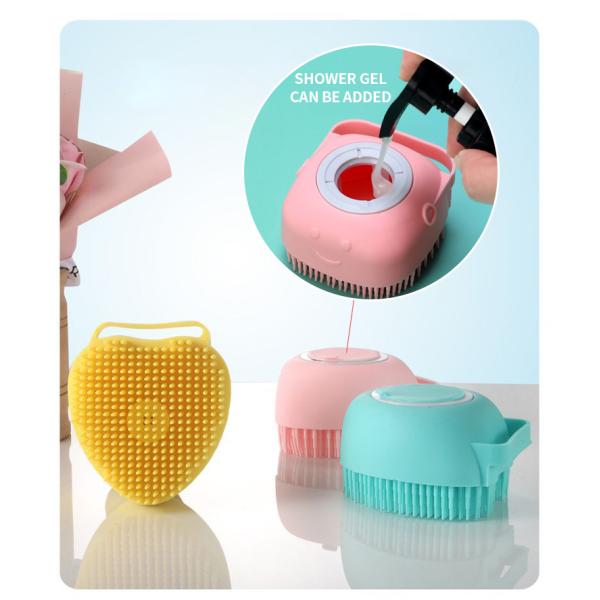 Cepillo de limpieza de champú azul rosa Cepillo de baño para perros de silicona