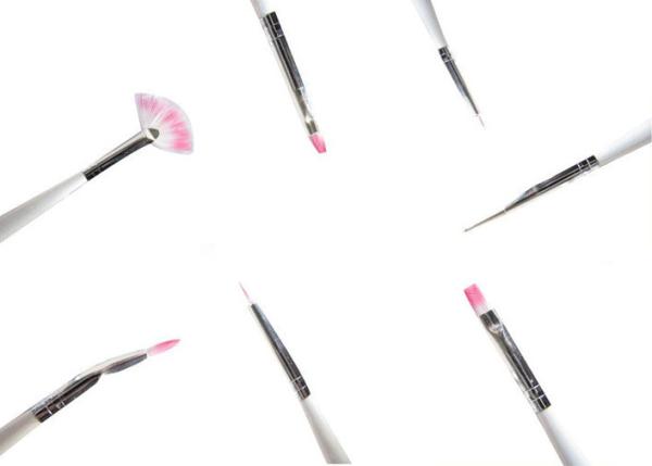 Professional Fine Thin Nail Art Brush , 7 Piece Coloured Gel Nail Art Pen At Home