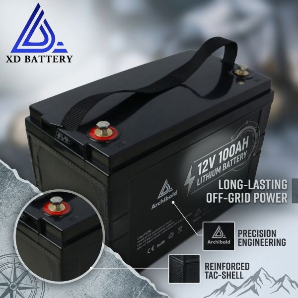 12V 100AH IP65 Waterproof LiFePO4 Deep Cycle Caravan Battery All-Weather Outdoor for RV Marine