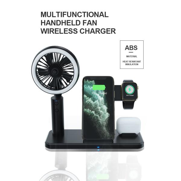 15w Fast Wireless Charger with Cooling Fan and Adjustable Phone Dock in PC Fireproof Material