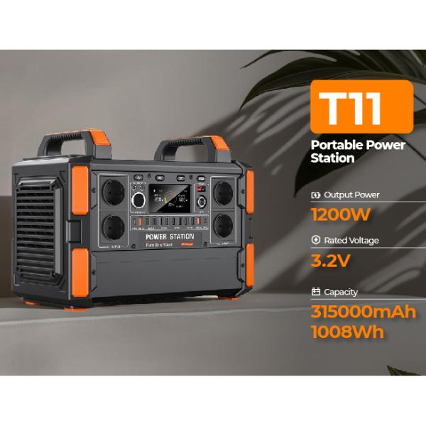 Station électrique portable LiFePO4 de 1200 W avec charge solaire MPPT