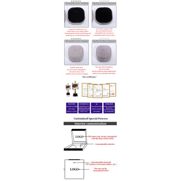 Luxury lid and base jewelry box hign quality Gray velvet jewellery box with logo