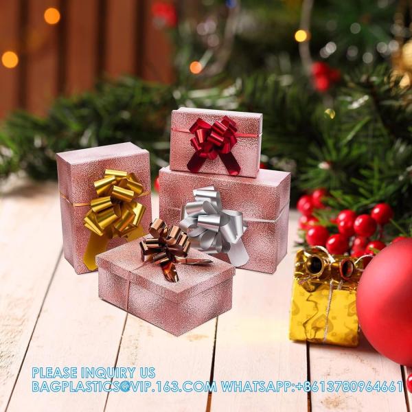 Metallic Rose Gold, Red, Gold, Silver Gift Wrap Pull Bow Set, 6 Inch Large 4'' , Assorted Ribbon For Gift Basket