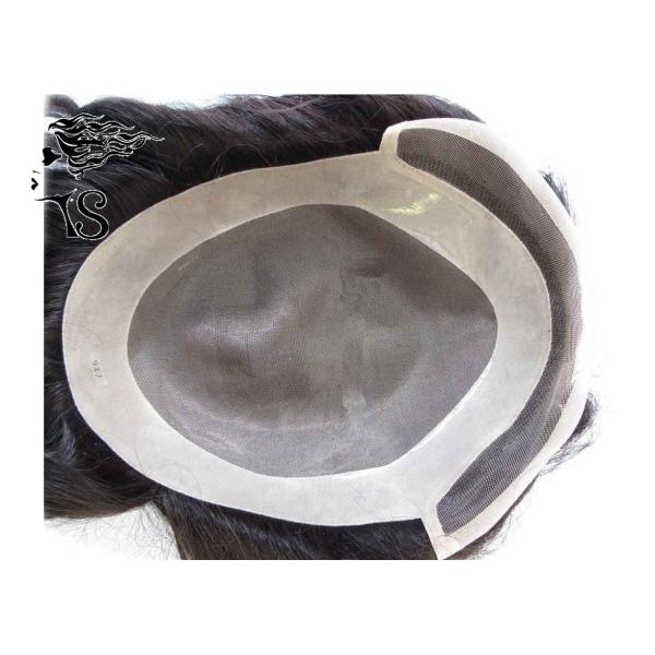 Real Indian Remy Toupee Hair Replacement System With Fine Mono Base 6 inch