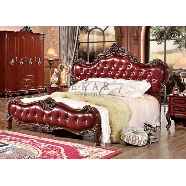Classic bedroom furniture leather bed