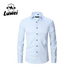 Solid Color Men Shirts Apparel Business Casual Polyester Stand Collar Clothes