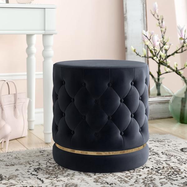 Plastic Wooden Round Ottoman Stool Seat Chair Pouf