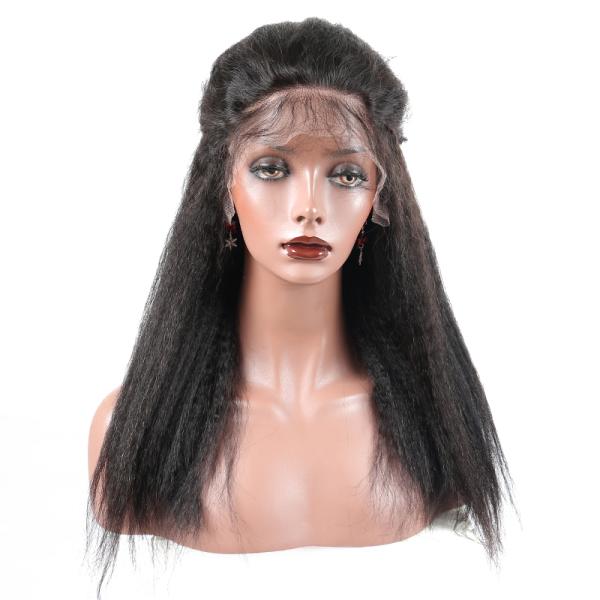Customized Sew In Lace Front Human Hair Wigs Indian Yaki Straight Hair
