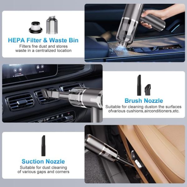 8000Pa High Power Handheld Vacuum Cleaner Cordless 3 In 1 Portable Vacuum Cleaner