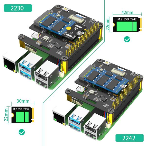 Новая версия 3 в 1 Combo M.2 NVMe to PCIe Adapter с охлаждающим вентилятором и светодиодом автоматического обесцвечивания для Raspberry Pi 5