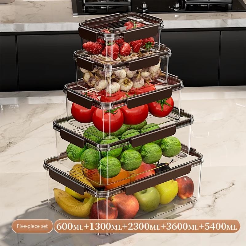 Crisper Bento Style Acrylic Food Storage Box Food Grade Clear Organizer for Fruits Vegetables Frozen Foods Refrigerator
