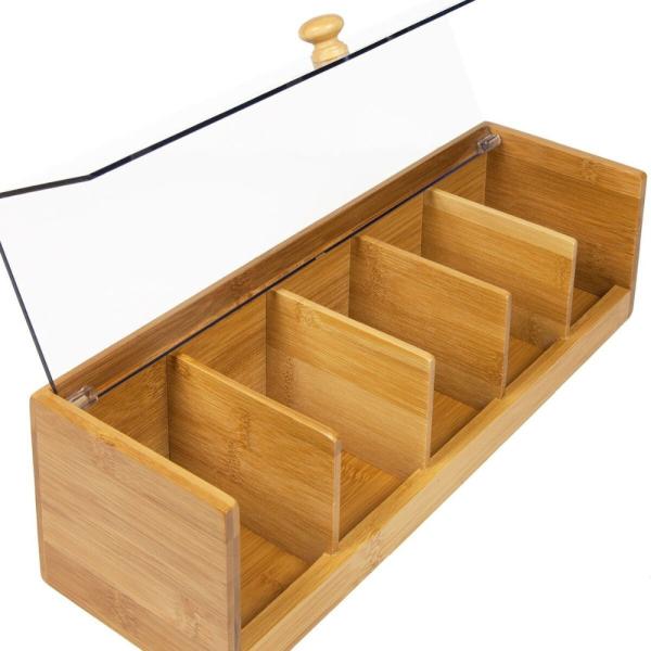 2017 bamboo wooden tea bag organizer box with acrylic lid