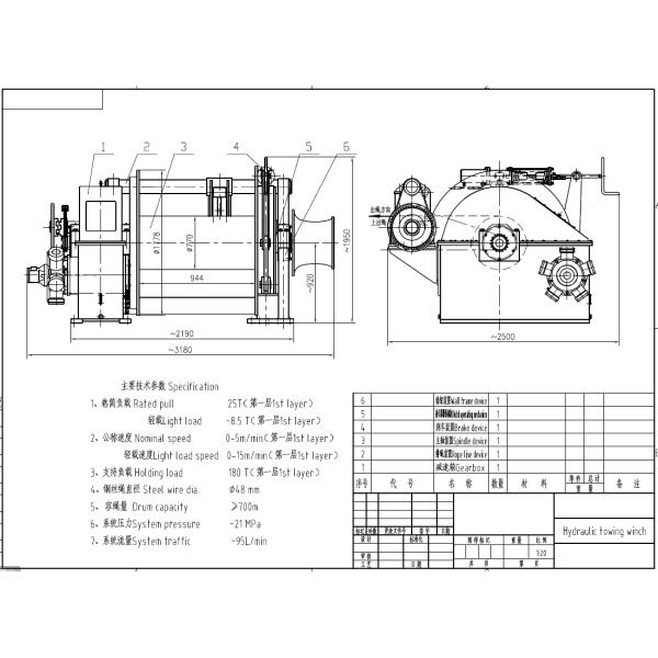 Large Pull Capacity Marine Hydraulic Towing Winch Ship Towing Equipment
