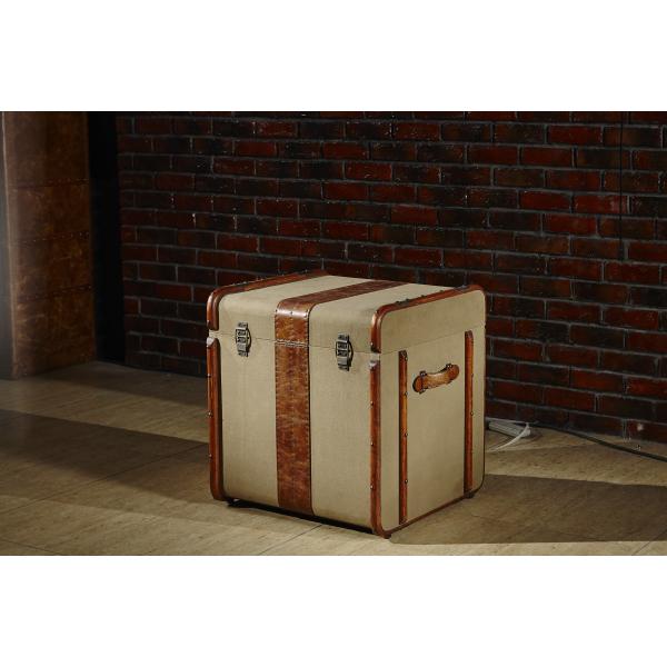 Home Storage Bedroom Leather Trunks Chests 1 Drawer Solid Wood Bar Decoration