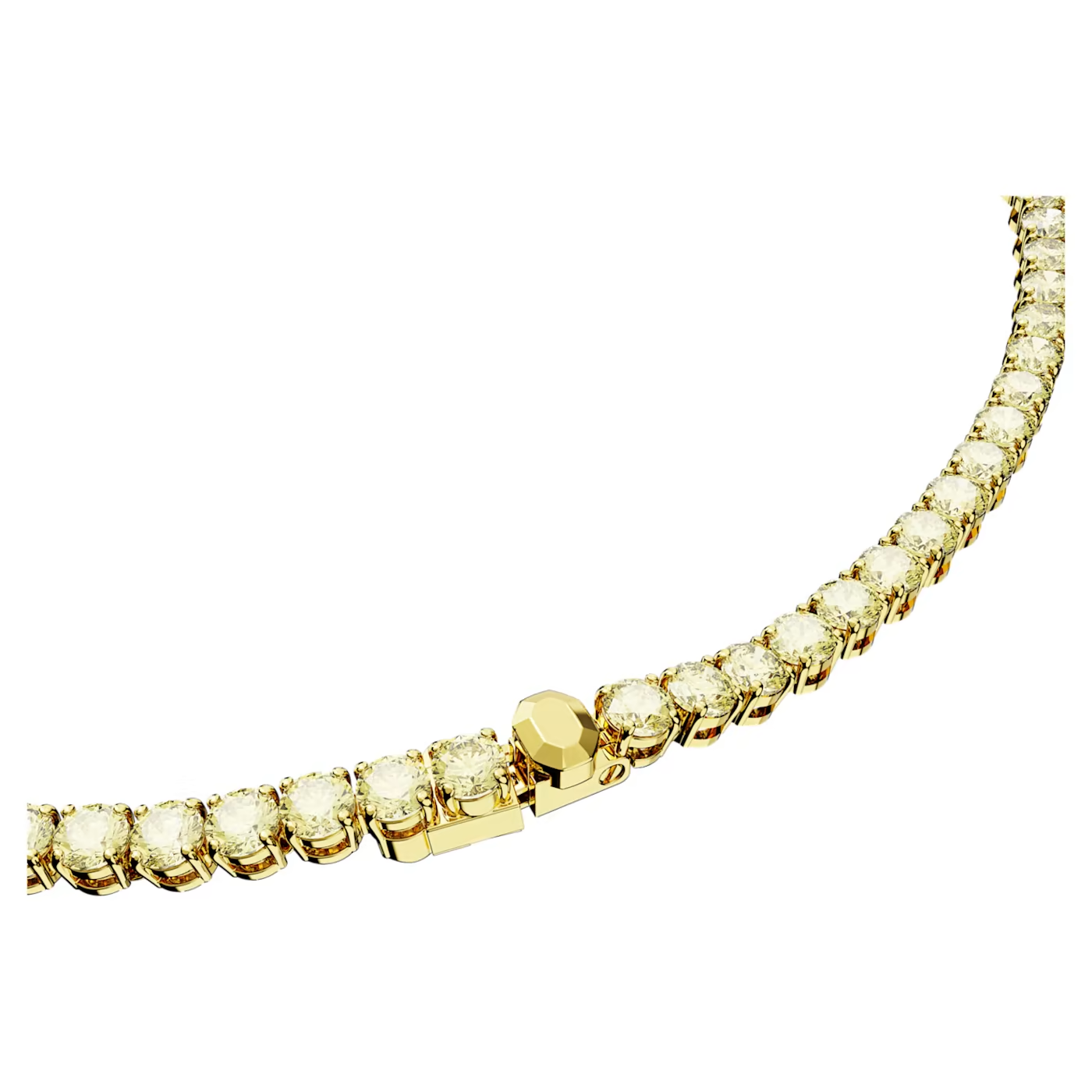 Matrix Tennis Necklace Round Cut Small Pink White Yellow Gold-tone Plated