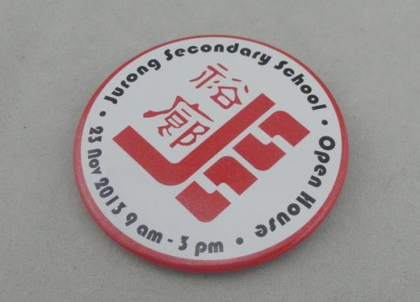 School Bottom Souvenir Badges With Iron Tin Printing And Brooch Pin For Holiday