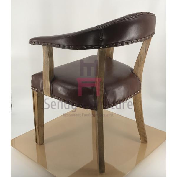 Стул Брауна крытый деревенский кожаный/крепкая древесина дуба обедая стул с подлокотником