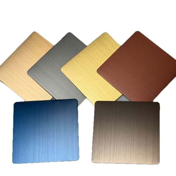 Colored Brushed Stainless Steel Backsplash Sheet PVD Gold Finish For Interior Decor