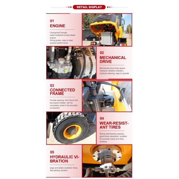Braking System Disc Air Cap Oil Brake Single Drum Vibration Rollers 5ton Road Rollers