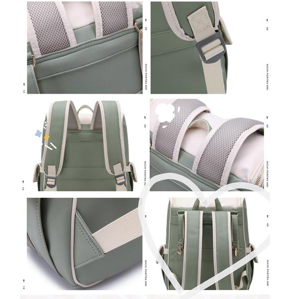 New Large-capacity PU Leather Diaper Bag Waterproof Shoulder Mommy Backpack With Stroller Strap For Mom