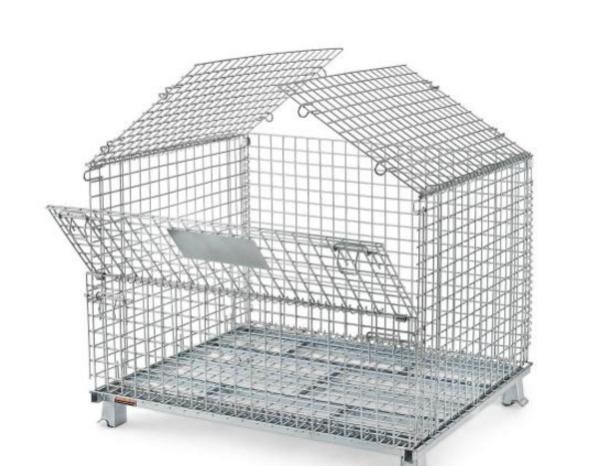 Silvery Metal Mesh Storage Containers , Q235 Steel Heavy Duty Storage Cages