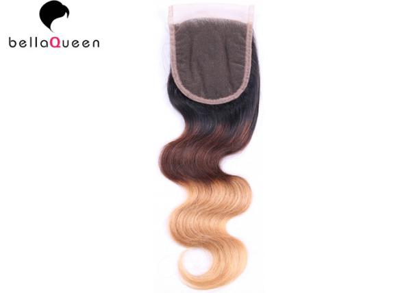 Três do corpo da onda do cabelo humano porções do fechamento do laço para mulheres