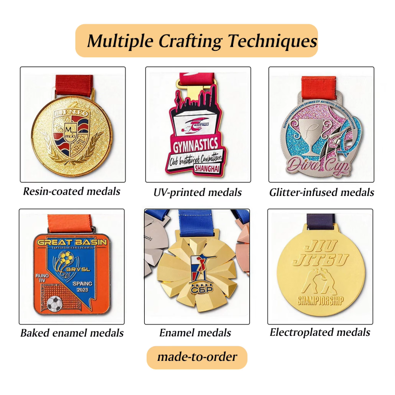 Sport Medals Gold Silver Bronze Football Volleyball With Ribbon Factory Wholesale