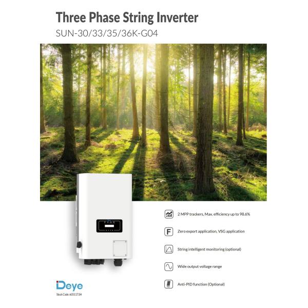 Intelligent Air Cooling 35Kw 36Kw On Grid Inverter The Smart Choice for Solar Systems